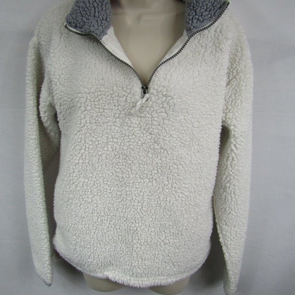 Sherpa Quarter Zip Fleece | Women's | SO | Warm | M | White & Grey - Picture 1 of 3